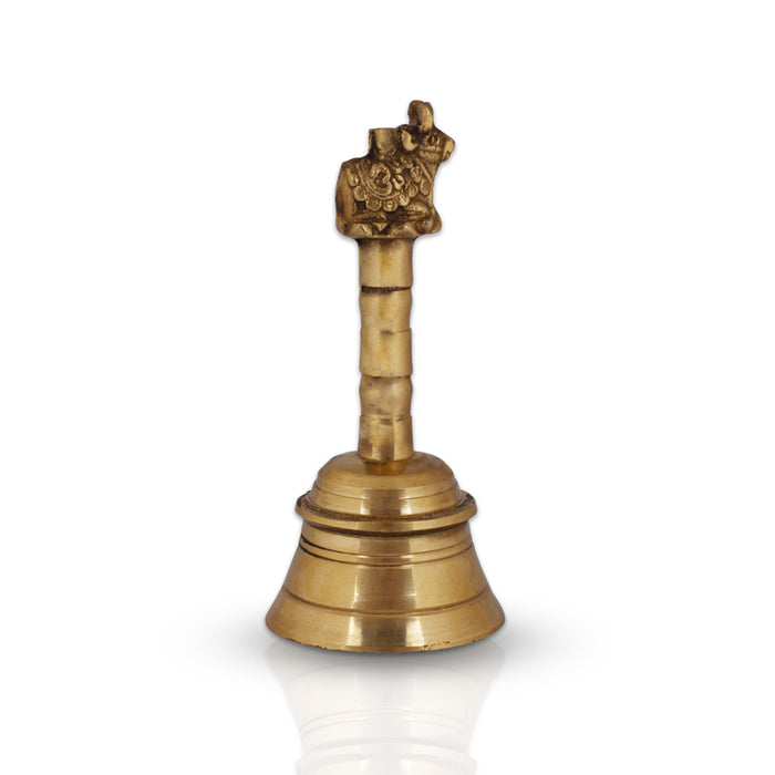 Hand Bell  - 4.25 Inches | Puja Bell/ Brass Bell/ Nandi Handle Ghanti for Home - Pooja Bells