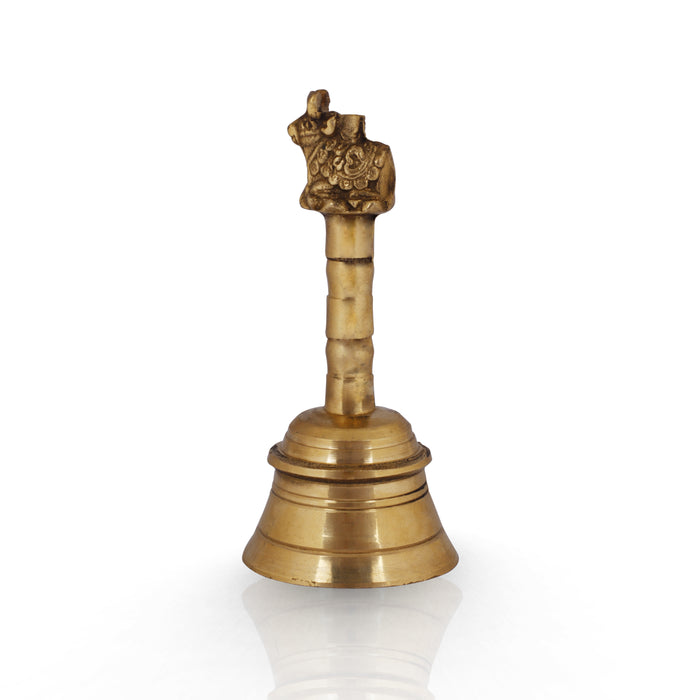 Hand Bell  - 4.25 Inches | Puja Bell/ Brass Bell/ Nandi Handle Ghanti for Home - Pooja Bells