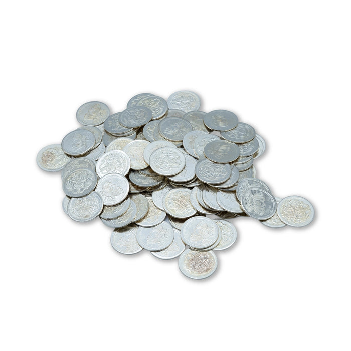 Lakshmi Coin With Box | 108 Pcs/ Silver Polish Laxmi Coin/ White Metal Pooja Coin for Worship - Pooja Coins
