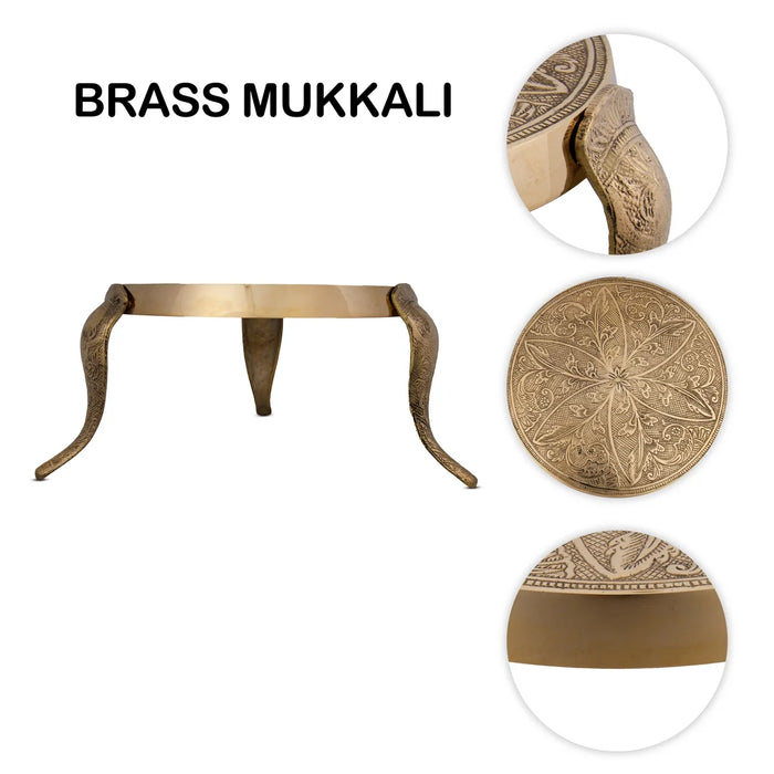 Mukkali - 5 x 5 Inches | Brass Patla/ Mukkali Stool/ Mukkali Stand for Pooja/ 2.240 Kgs Approx