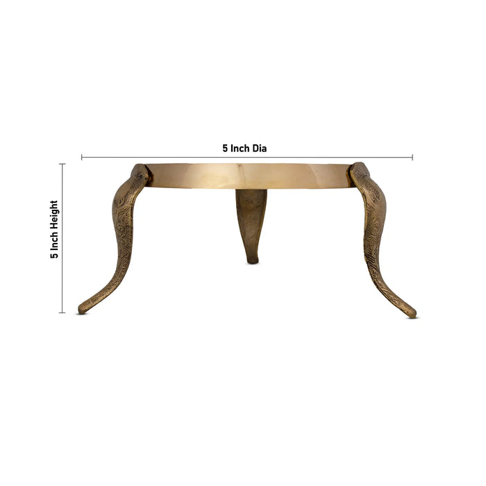 Mukkali - 5 x 5 Inches | Brass Patla/ Mukkali Stool/ Mukkali Stand for Pooja/ 2.240 Kgs Approx