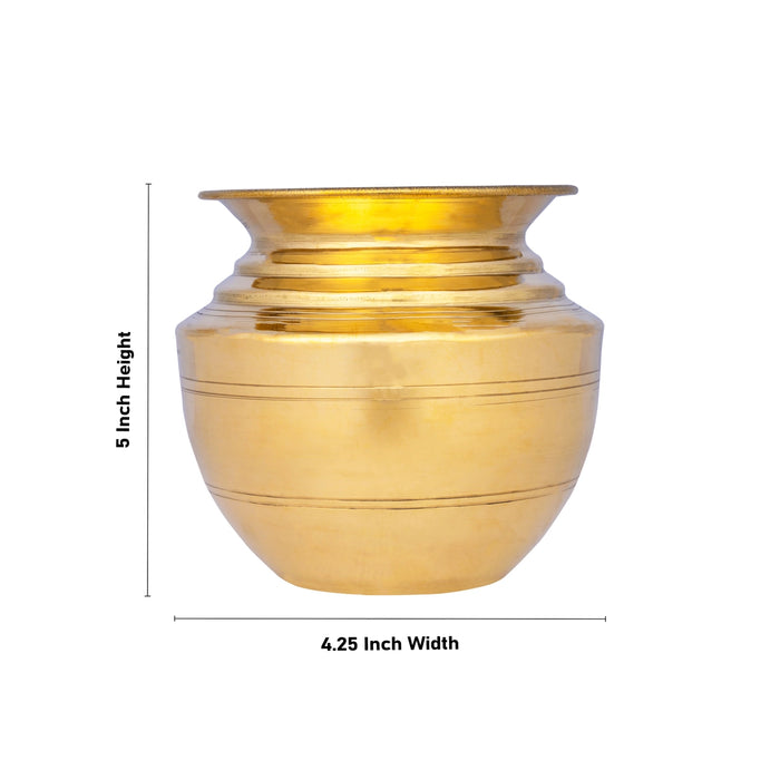 Brass Lota - 5 x 4.25 Inches | Brass Chombu/ Kalash Pot/ Kalasam for Pooja/ 260 Gms Approx - Kalash & Pooja Lota