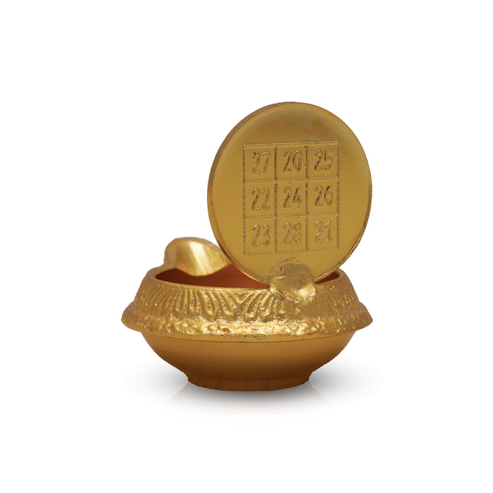 Kubera Deepam - 2 x 1.75 Inches | Lakshmi Kubera Vilakku with 1 Coin/ Brass Laxmi Kubera Deepam/ Kuber Diya for Pooja