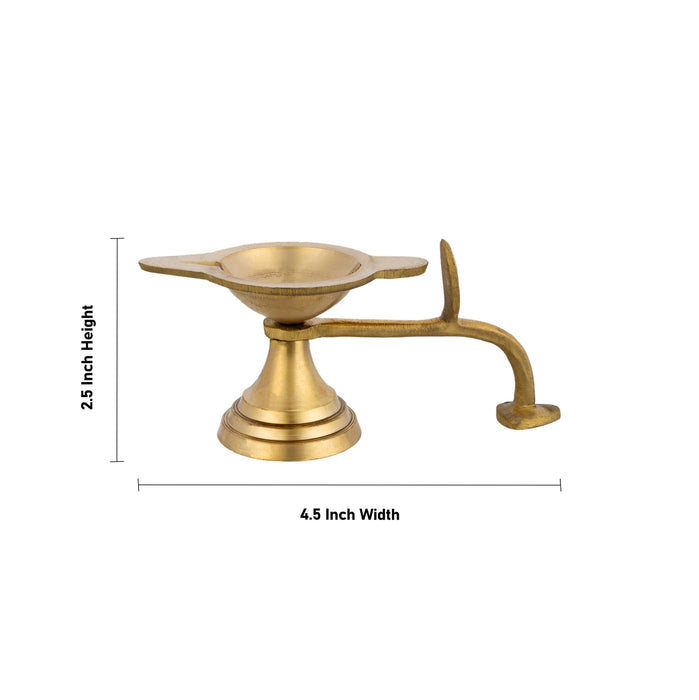 Brass Aarti With Handle - 2.5 x 4.5 Inches | One Mukh Spoon Karpoora Burner/ Pooja Aarti Diya for Home