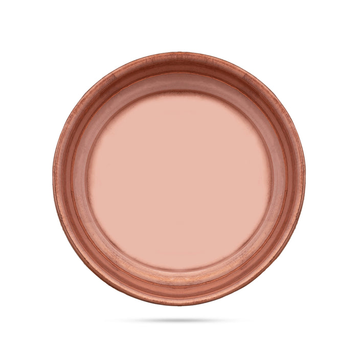 Copper Plate - 0.5 x 2.5 Inches | Beading Design Thali Plate/ Pooja Plate for Home & Puja Purpose - Pooja Plate & Tray