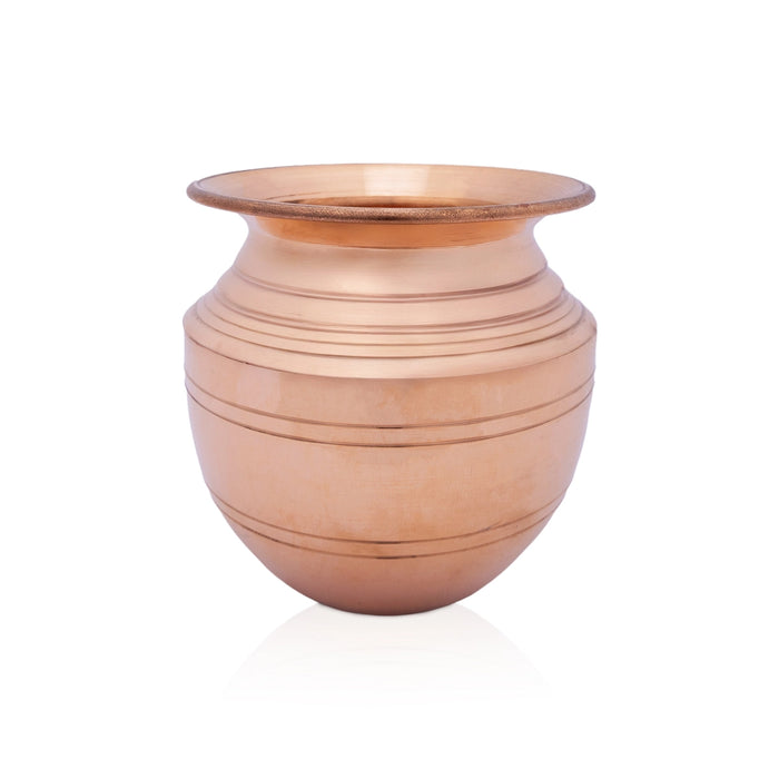 Copper Lota - 4 x 4.5 Inches | Chombu/ Kalash Pot/ Kalasam for Pooja and Temple Rituals