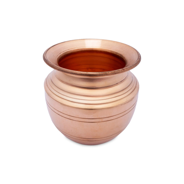 Copper Lota - 4 x 4.5 Inches | Chombu/ Kalash Pot/ Kalasam for Pooja and Temple Rituals