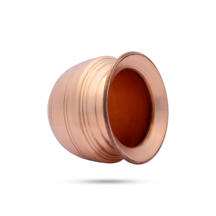 Copper Lota - 4 x 4.5 Inches | Chombu/ Kalash Pot/ Kalasam for Pooja and Temple Rituals