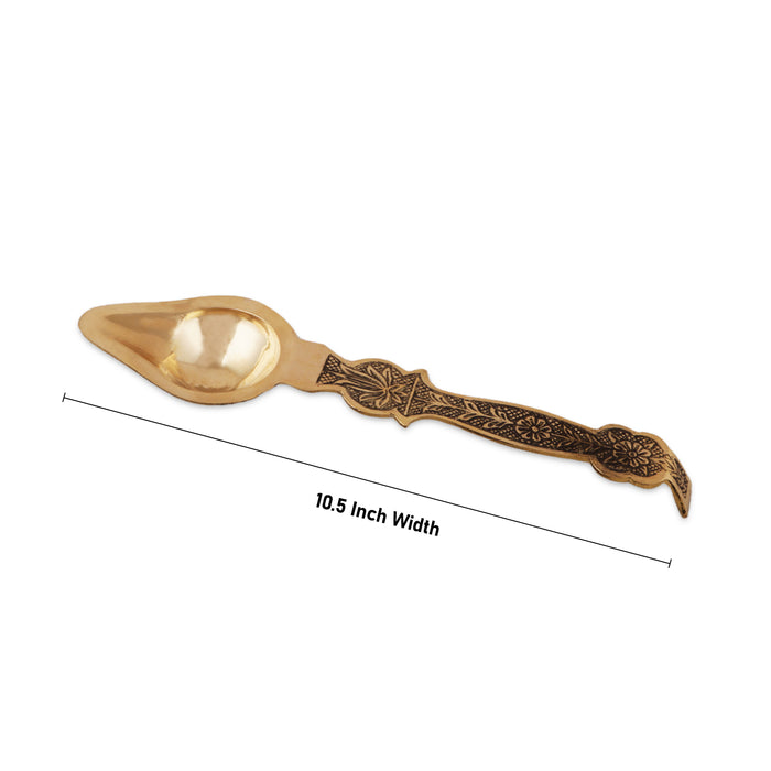 Brass Aarti  - 1 x 10.5 Inches | Aarti Diya with Handle/ One Mukh Spoon Aarti/ Brass Arti for Pooja - Kapur Aarti