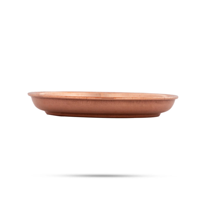 Copper Plate - 0.5 x 4 Inches | Beading Design Pooja Plate/ Thali Plate for Home & Puja Purpose - Pooja Plate & Tray