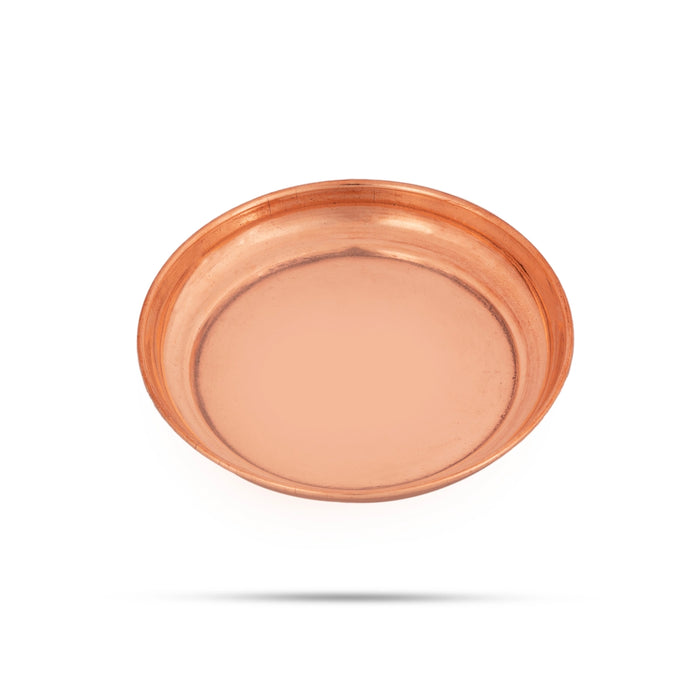 Copper Plate - 0.5 x 4 Inches | Beading Design Pooja Plate/ Thali Plate for Home & Puja Purpose - Pooja Plate & Tray