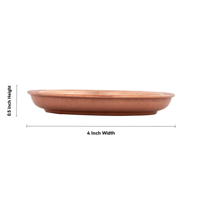 Copper Plate - 0.5 x 4 Inches | Beading Design Pooja Plate/ Thali Plate for Home & Puja Purpose - Pooja Plate & Tray