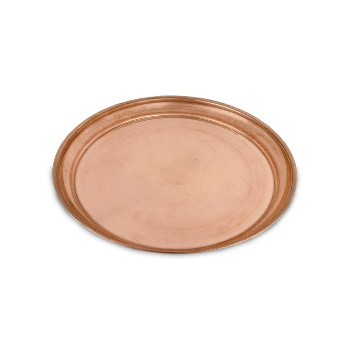 Copper Plate - 5.5 Inches | Halwa Beading Design Thali Plate/ Pooja Plate/ Pooja Thali For Traditional Pooja - Pooja Plate & Tray
