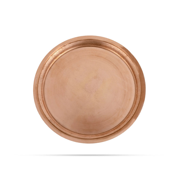 Copper Plate - 5.5 Inches | Halwa Beading Design Thali Plate/ Pooja Plate/ Pooja Thali For Traditional Pooja - Pooja Plate & Tray
