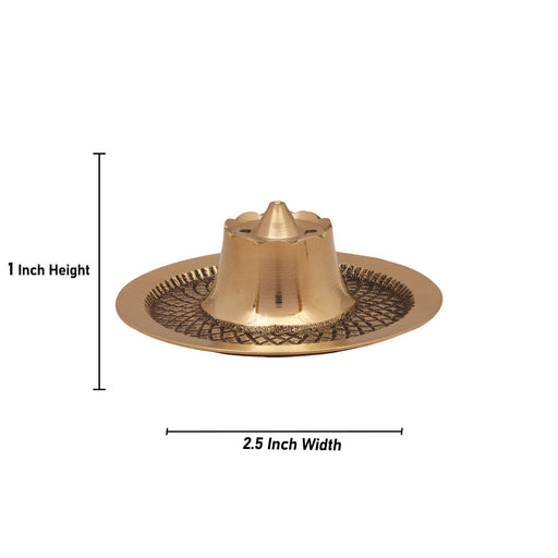 Agarbatti Stand - 1 x 2.5 Inches | Incense Stick Stand with Plate/ Agarbatti Holder/ Brass Agarbatti Stand for Pooja - Agarbathi Stand
