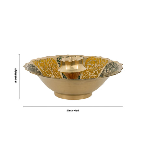 Agarbathi Stand With Bowl - 1.5 x 4 Inches | Oothupathi Stand/ Brass Incense Stick Holder for Pooja/ 60 Gms - Agarbathi Stand