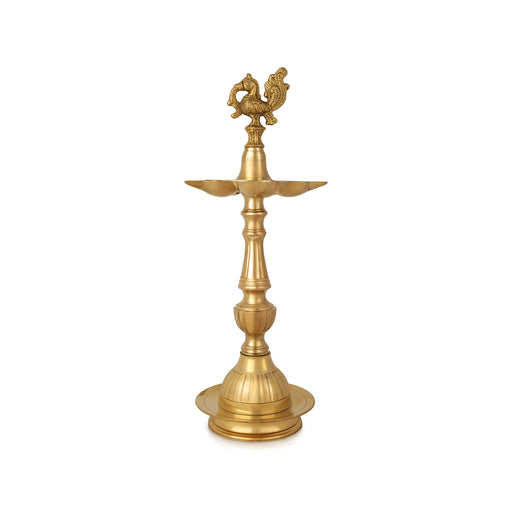 Brass Kerala Fancy Lamp - 13 x 5 inches | Punchmukha Deep / Brass Lamp for Pooja / Annam Design Kthuvilakku - Kerala Vilakku