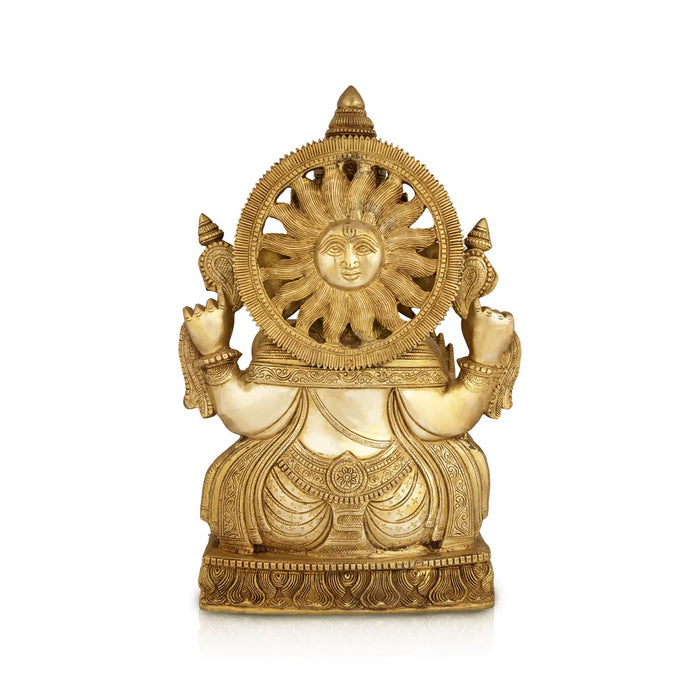 Ganesh Sitting Statue - 18.5 inches | Antique Brass Idol /Vinayagar Sillai /Spiritual Décor for Home, Office or Pooja Room - Brass Murties