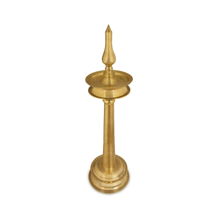 Kerala Round Lamp - 10.5 x 3.5 Inches | Brass Deepam / Kuthu Vilakku / Kerala Kuthuvilakku For home & Pooja - Kerala Vilakku
