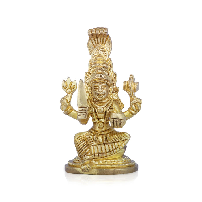 Karumariamman Statue - 3.75 x 2.5 Inches | Antique Brass Idol/ Sitting Karumariamman Idol for Pooja/ 340 Gms