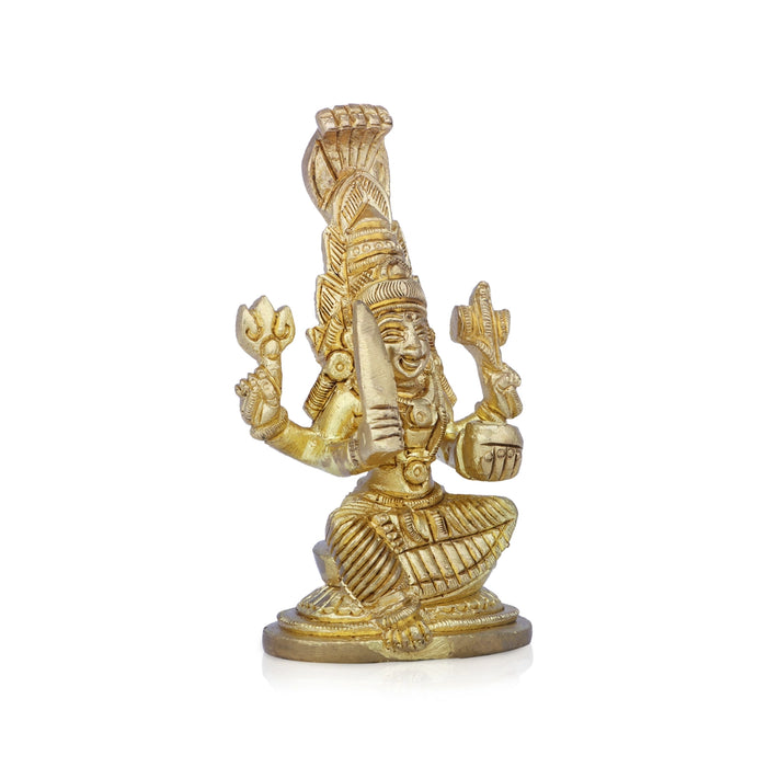 Karumariamman Statue - 3.75 x 2.5 Inches | Antique Brass Idol/ Sitting Karumariamman Idol for Pooja/ 340 Gms