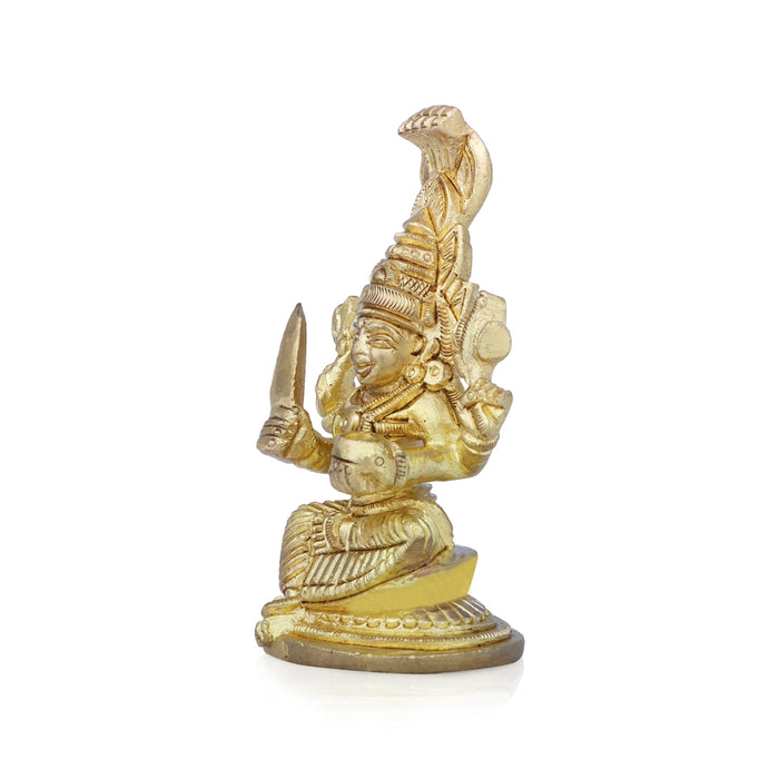 Karumariamman Statue - 3.75 x 2.5 Inches | Antique Brass Idol/ Sitting Karumariamman Idol for Pooja/ 340 Gms