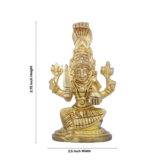 Karumariamman Statue - 3.75 x 2.5 Inches | Antique Brass Idol/ Sitting Karumariamman Idol for Pooja/ 340 Gms