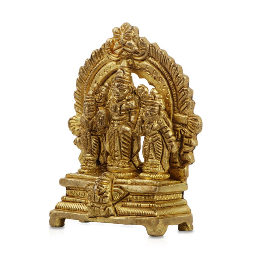 Ram Darbar Murti - 3 Inches | Brass Idol/ Antique Finish Ram Darbar Statue for Pooja/ 160 Gms Approx - Brass Murties