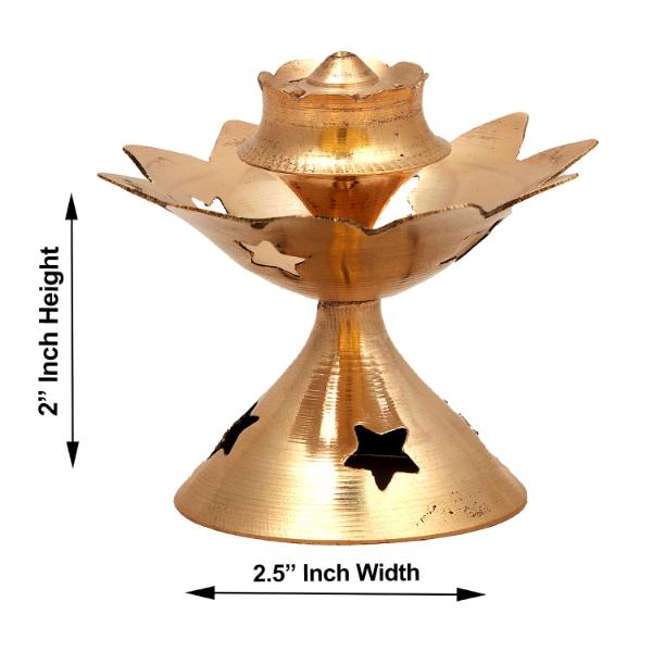 Agarbatti Stand - 2 x 2.5 Inches | Star Design Incense Stick Stand/ Agarbatti Holder/ Brass Agarbatti Stand for Pooja - Agarbathi Stand