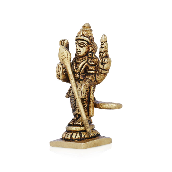 Mayil Murugan Statue - 2.5 x 1.75 Inches | Antique Brass Idol/ Peacock Murugan Silai for Pooja/ 80 Gms Approx