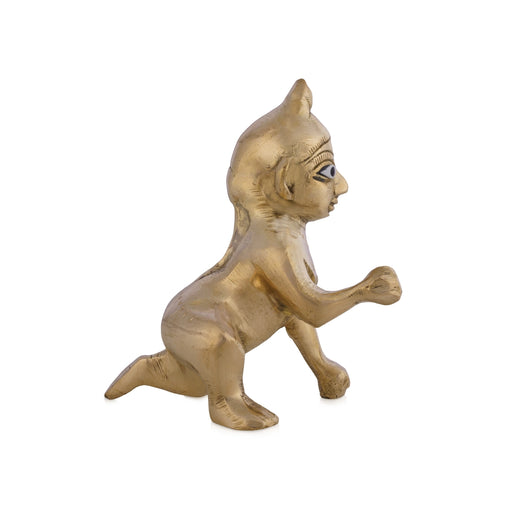 Crawling Krishna Murti - 3 x 3.25 Inches | Brass Idol/ Baby Krishna Idol/ Laddu Gopal Murti for Worship - Brass Murties