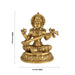 Saraswati Sitting on Base Murti - 12.5 x 3.5 inches | Antique Brass Idol / Vagdevi Statue for Home & pooja - Brass Murties