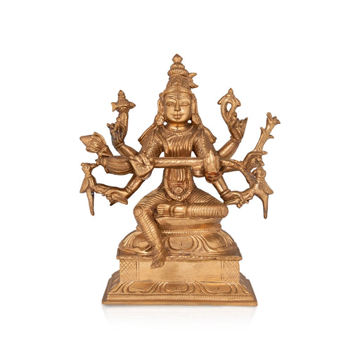 Raja Matangi Devi Murti Sitting On Base - 7 x 6 Inches | Panchaloha Idol/ Matangi Murti for Pooja - Panchaloha Murties