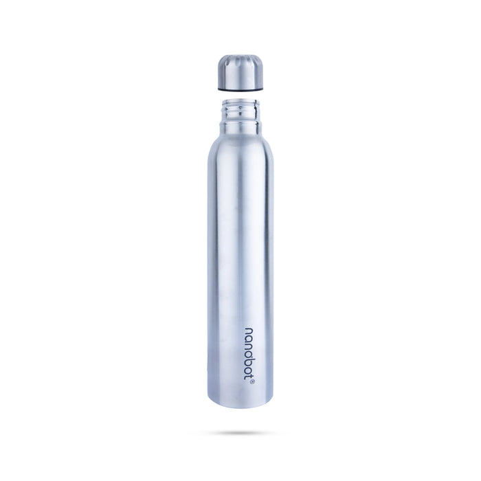 Nanobot Akua Water Bottle - 500 ml | Stainless Steel Water Container/ 10 x 2 Inches/ Steel Bottle for Home