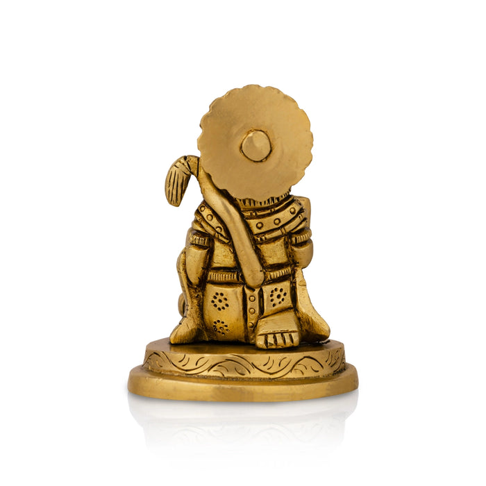 Anjaneya Statue - 3 X 1 Inches | Antique Brass Idol/ Ashirvad Hanuman Statue For Protection & Blessings - Brass Murties