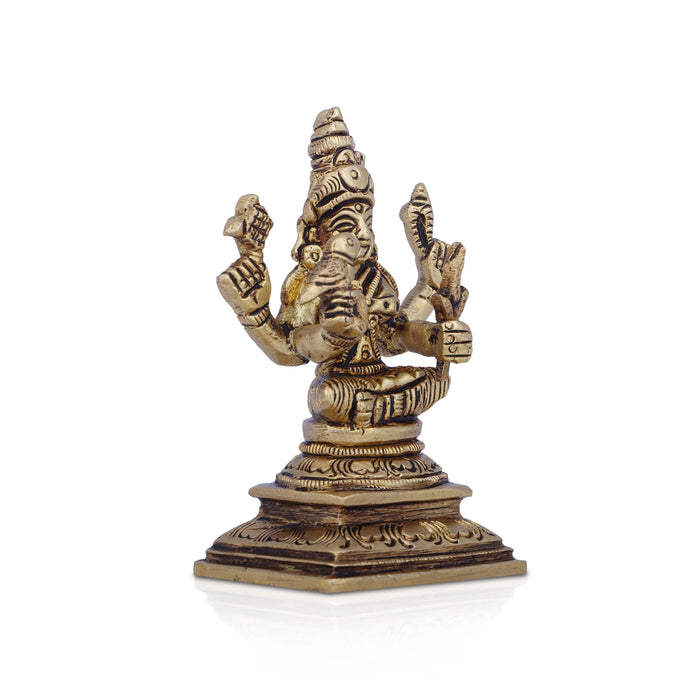 Kamakshi Idol - 3.5 x 2 Inches | Antique Brass Idol/ Kamatchi Amman Statue for Pooja/ 290 Gms Approx - Brass Murties
