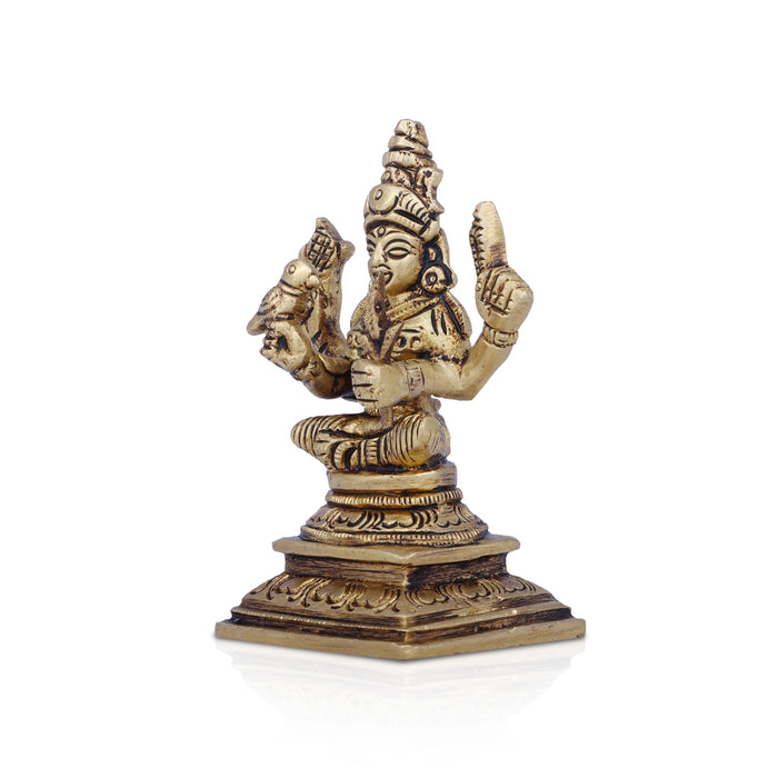 Kamakshi Idol - 3.5 x 2 Inches | Antique Brass Idol/ Kamatchi Amman Statue for Pooja/ 290 Gms Approx - Brass Murties