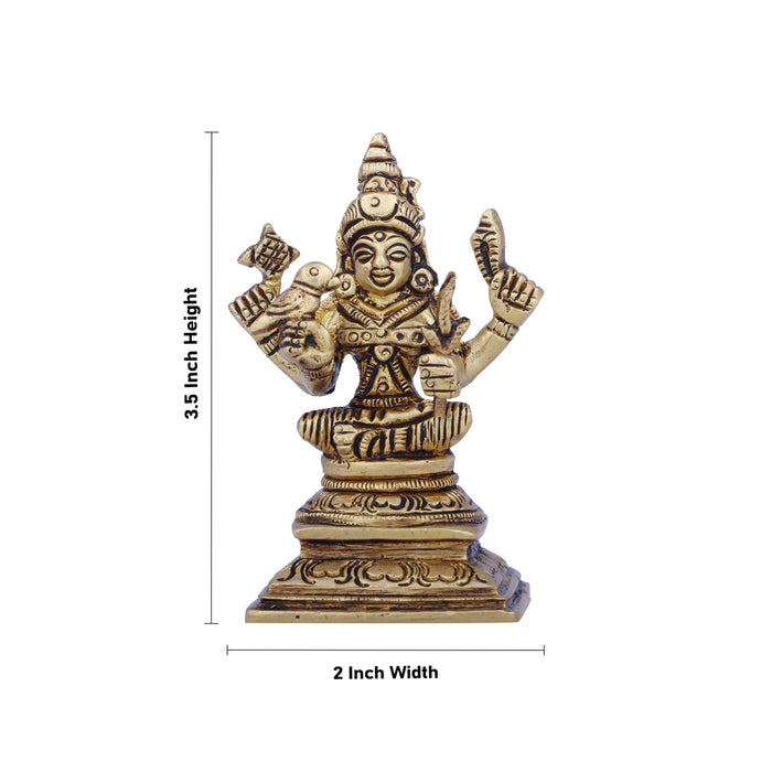 Kamakshi Idol - 3.5 x 2 Inches | Antique Brass Idol/ Kamatchi Amman Statue for Pooja/ 290 Gms Approx - Brass Murties