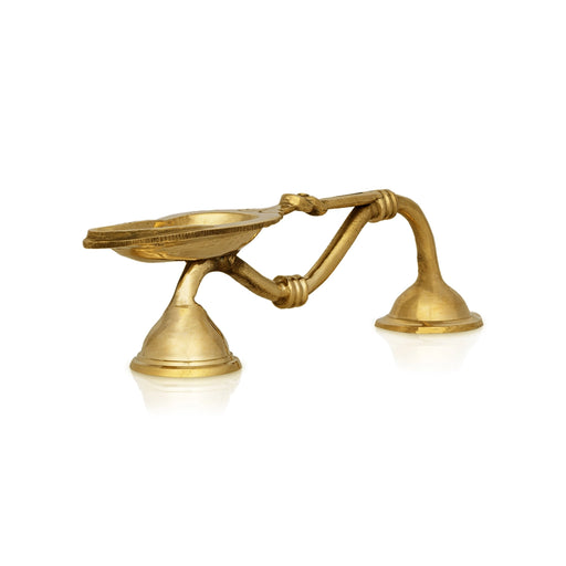 One Mukh Aarti - 2 X 6 Inches | Brass Aarti/ Kapoor Dhani/ Camphor Burner With Handle For Daily Pooja Use - Kapur Aarti