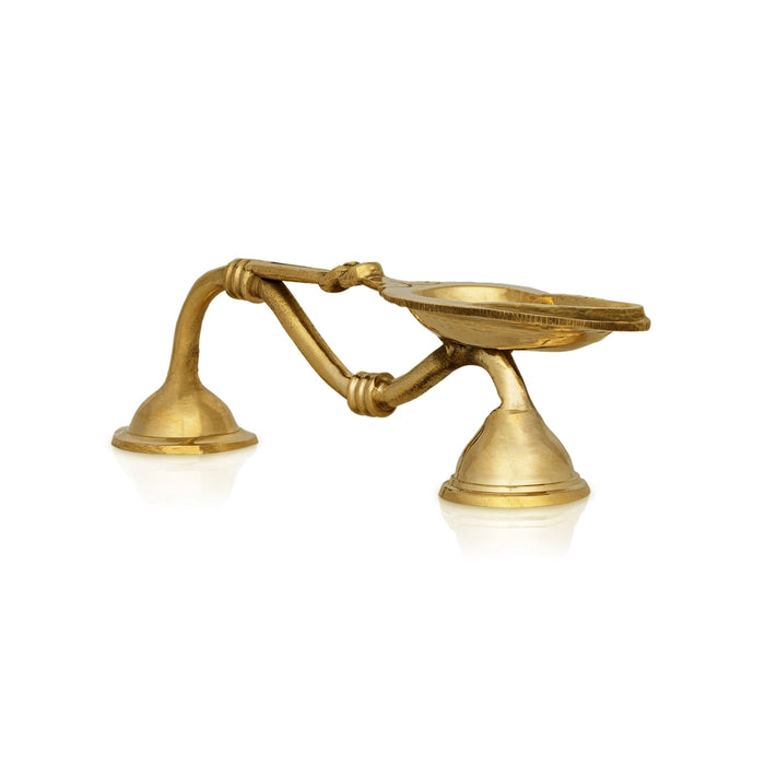 One Mukh Aarti - 2 X 6 Inches | Brass Aarti/ Kapoor Dhani/ Camphor Burner With Handle For Daily Pooja Use - Kapur Aarti