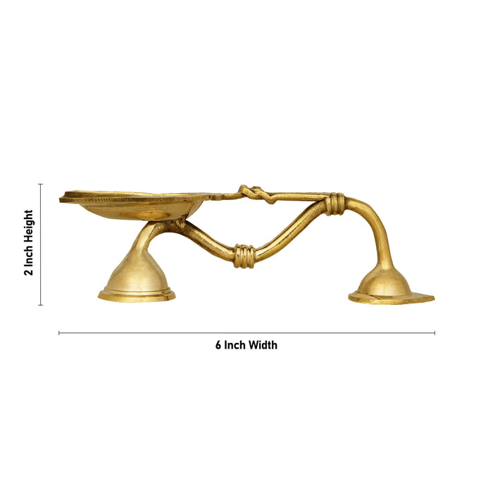 One Mukh Aarti - 2 X 6 Inches | Brass Aarti/ Kapoor Dhani/ Camphor Burner With Handle For Daily Pooja Use - Kapur Aarti