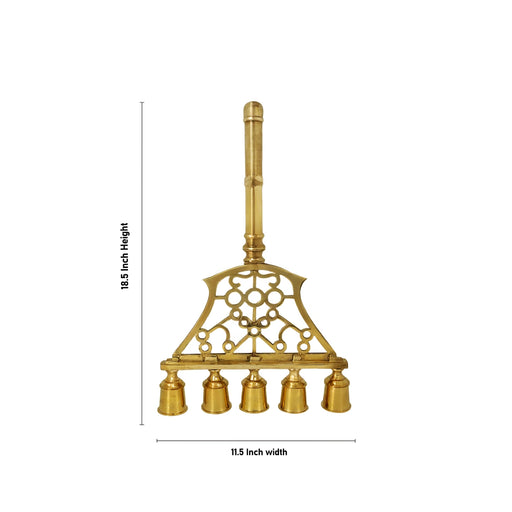 Brass Aarti - 18.5 x 11.5 Inches | Theevatti / Aarti lamp / Oil lamp / Lamp with Holder / Aarti for Pooja - House Hold