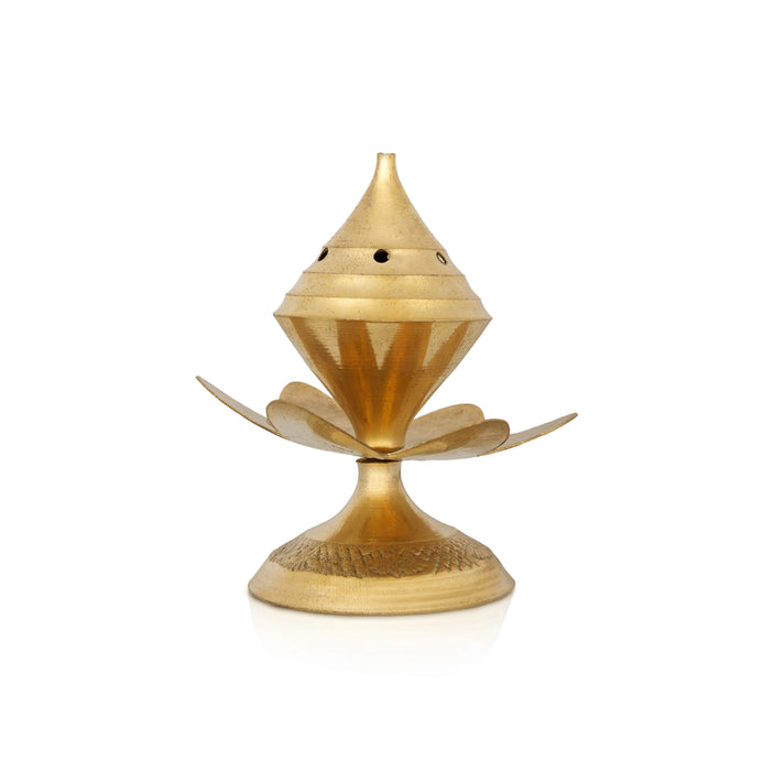 Agarbathi Stand - 3 x 2.5 Inches | Brass Gold Polish Holder/ Incense Sticks Stand
