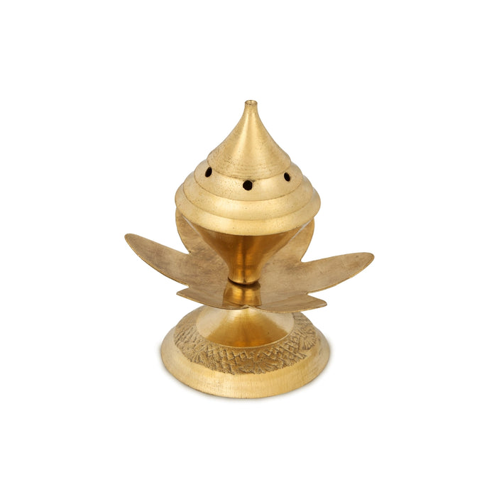 Agarbathi Stand - 3 x 2.5 Inches | Brass Gold Polish Holder/ Incense Sticks Stand