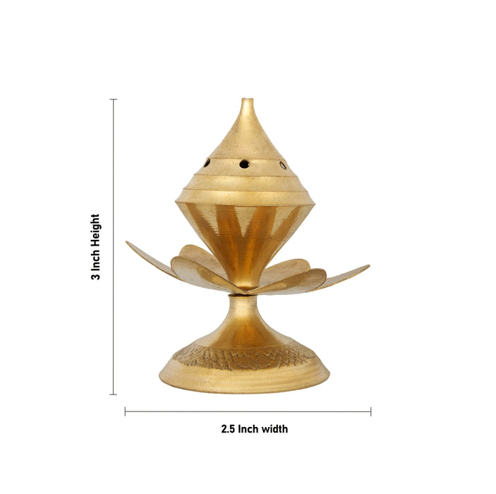 Agarbathi Stand - 3 x 2.5 Inches | Brass Gold Polish Holder/ Incense Sticks Stand