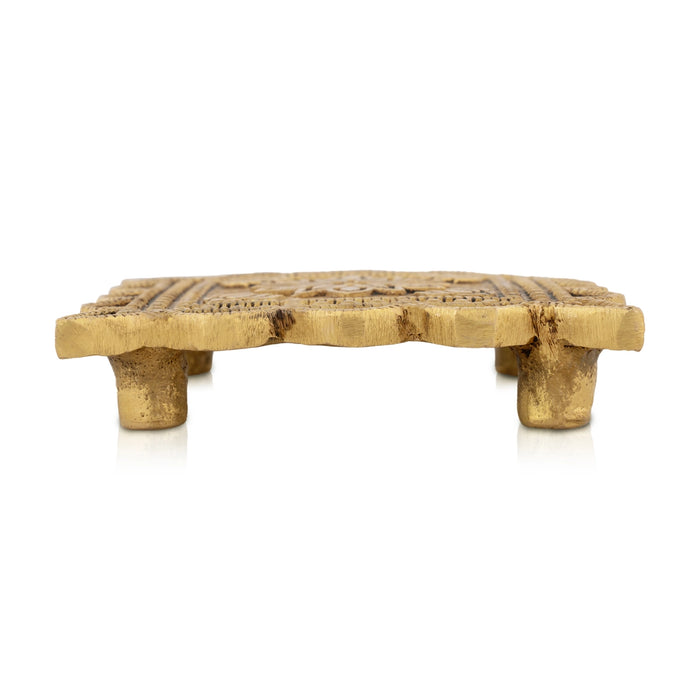 Pooja Chowki - 1 x 3.75 Inches | Antique Brass Bajot/ Designed Pooja Patla for Home & Pooja - Pooja Aasan & Bajot & Pooja Mat