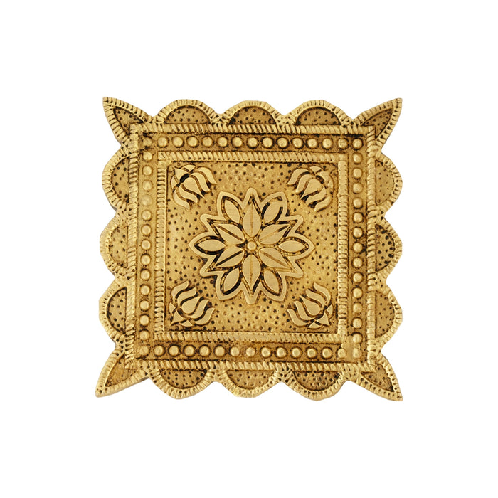 Pooja Chowki - 1 x 3.75 Inches | Antique Brass Bajot/ Designed Pooja Patla for Home & Pooja - Pooja Aasan & Bajot & Pooja Mat