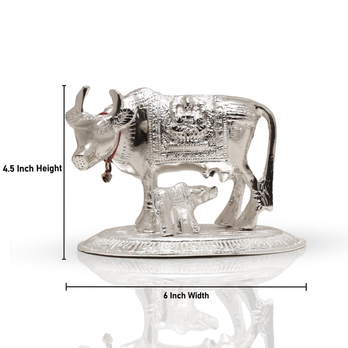 Kamadhenu Statue - 4 Inches | Brass Idol/ Cow and Calf Idol/ Kamadhenu Idol for Pooja