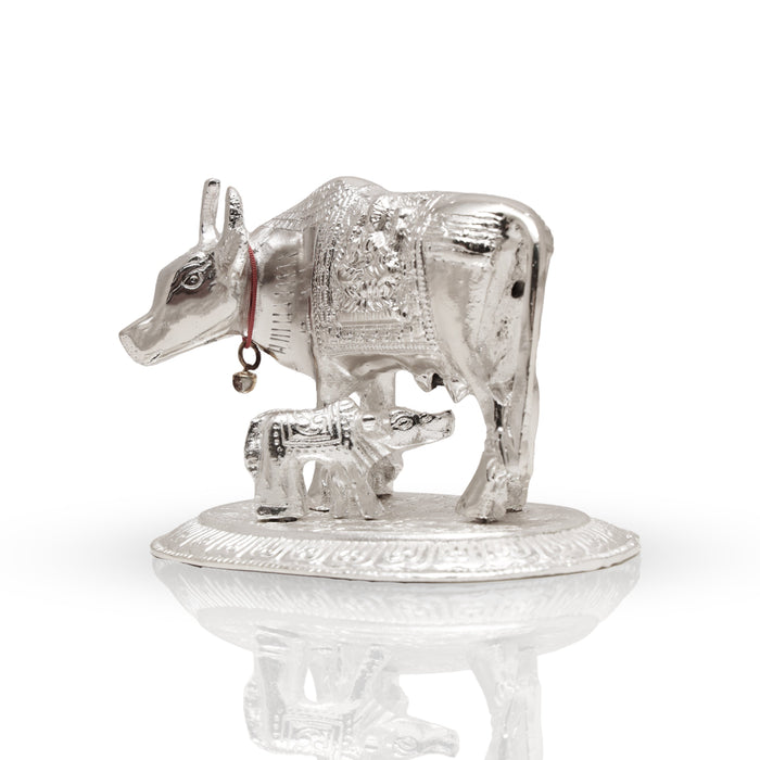 Kamadhenu Statue - 4 Inches | Brass Idol/ Cow and Calf Idol/ Kamadhenu Idol for Pooja