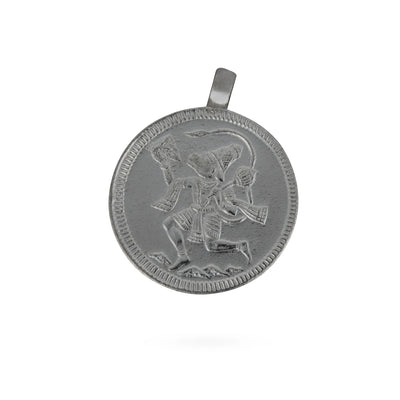 Hanuman Murti Pendant - 1.25 x 1 Inches | Silver Polish Locket/Hanuman Ji Murti & Chakra Design Dollar for Men